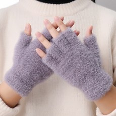 패션 걸스 러블리 플러시 겨울 장갑 여성 따뜻한 자카드 소프트 짧은 레저 하프 핑거 핑거리스 장갑