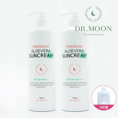 닥터문 프리미엄 대용량 1000ml 알로에베라 데일리 선크림 SPF50+ PA+++ 2개/소분파우치 4개 바디