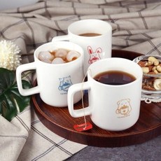 아트박스/티스카페 [티타임 시리즈] 스퀘어 머그 S (350ml_화이트), 티미(브라운)