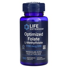 라이프익스텐션 최적화 엽산 1700mcg DFE 베지 캡슐 100정, 1개