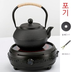 철주전자 찻주전자 철주전자 공장 도매 끓인 물에 차를 담그는 전기 도자기 끓이는 기계 가정용 철주전자 다기 세트, 철뚜껑 입자 1200ml+중국식 무늬 도자기+포크 패, 1개