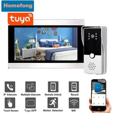 무선 Homefong 7 인치 1080P Tuya 와이파이 비디오 도어 폰 홈 인터콤 시스템 모션 기록 초인종 카메라 잠금 해제 토크, 1) Set 11v1, 1개