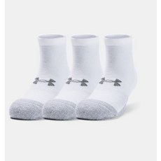 [언더아머 본사]성인용 HeatGear 로 컷 삭스 3팩 1346753-100, White-M