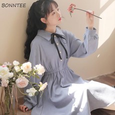 드레스 여성 봄 러블리한 A 라인 울짱 칼리지 스타일 탄력 허리 걸스 선드레스 홀리데이 엠파이어 루즈한 시크 베스티도 뉴 드레스