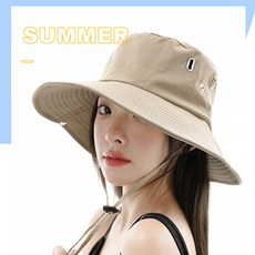 YUEMEIYD 와이드챙 버킷햇 아웃도어 캠핑 등산 모자 남녀 여름 사이드 버튼 모자, 02 카키