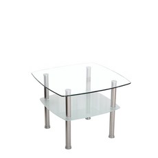 강화유리 거실 쇼파 사무실 테이블, 화이트 60x60x45