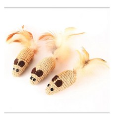 고양이 마우스 대마 밧줄 닭 깃털, 1개, A.About 15CM long