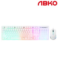앱코 HACKER 레인보우 LED 게이밍 키보드 + 마우스 세트 KM400, 화이트, ABKO KM400, 일반형