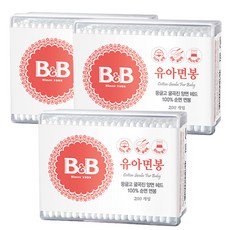 비앤비 유아면봉 사각 200p, 3개