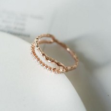 진주두줄스프링반지