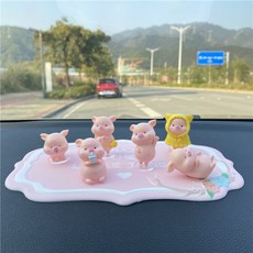 차량용 대시보드 악세서리 아기돼지 6종한세트, 6종세트+핑크패드, 1세트
