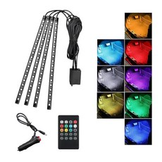 Sylvil 자동차 LED 내부 조명 RGB 36 LED 멀티컬러 자동 스트립 조명 사운드 활성 기능 및 앱 컨트롤 언더 대시 스마트 조명 키트 충전기 포함 자동차 액세서, 72 LED, 리모컨+담배 라이터