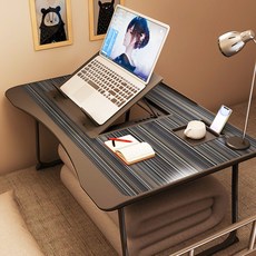 에이원스토어 베드 좌식 접이식 책상 노트북 테블릿 거치대 테이블, 블랙