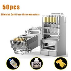 Shielded RJ45 Cat6 커넥터 - 통과하다 Through 커넥터 금도금 3 Prong 8P8C, 상세내용참조
