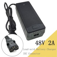 IEC 커넥터가 있는 납산 배터리 충전기 12V 4S 48V 2A 57.6V 출력, 01 US plug, 한개옵션1