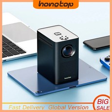 스마트폰프로젝터 빔프로젝터 HONGTOP S30MAX 안드로이드 와이파이 스마트 휴대용 프로젝터 및 블루투스 포켓 야외 4K 9500L 10.0 프로젝터, 1.Black  EU plug