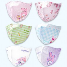 sanrio 캐릭터 일회용 새부리형 입체 아동용 소형마스크 10개세트 감기 기침 병원, 인형화이트, 10개, 1세트