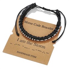 Morse Code Bracelets I love you string 팔찌 조절 가능한 수제 카드 핸드 로프 보석 선물 남성용