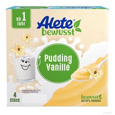 Alete bewusst Dessert Pudding Vanille 알레떼 디저트 바닐라 푸딩 이유식 4개입 400g 6팩, 6개