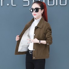 작은 키 데님점퍼 여성 겨울 가을 옷 스타일리쉬 기모 융 상의 캐쥬얼 후드점퍼