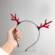 크리스마스 루돌프 사슴 머리띠 산타 파티용품 장식, 붉은 뿔 머리띠