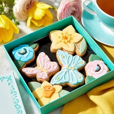 영국 포트넘 앤 메이슨 FORTNUM & MASON Iced Biscuits 플라워 앤 버터플라이 아이스 비스킷, 1개, 100g - icebiscuit