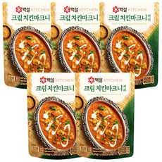 CJ 집밥 백설 크림치킨마크니 커리 170g 홈파티 간편조리 한끼식사 간식 자취 야식 술안주 생일, 5개