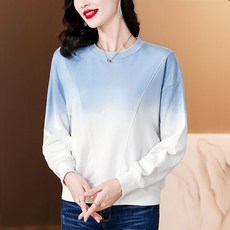 ROYALBELLE 여성 고급스러운 빅사이즈 심플 라운드넥 트렌디 풀오버 루즈핏 맨투맨 상의 Y070810