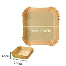 에어 프라이어 종이 식품 사각형 붙지 않는 냄비 홀더 바베큐 플, 1개, 1.Square 20cm-50pcs