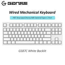 기존 GANSS GS87-C GS108-C 유선 체리 MX 스위치 PBT 키 캡이 있는 기계식 게임용 키보드 게이머 Type-C USB 포트, 체리 MX 블랙, GS87C-백색-LED - gs108mx