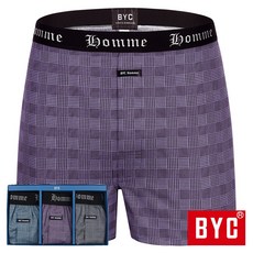 BYC 남성 트렁크 팬티 세트 60수 아웃밴드 순면 체크 BYL6824