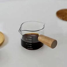 커피 주방 계량 유리 용품 멕 손잡이 에스프레소 단구 나무 컵 투명, 1개