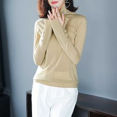반폴라 이너티셔츠 여성 겨울 가을 계절 스웨터 양털 울셔츠 긴 소매 숏 풀오버 후드 니트셔츠