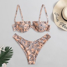 여름 여성 프린트 비키니 세트 푸시 업 V 넥 브래지어 수영복 수영복 트라이앵글 Bather Suit 수영복 Biquini Traje De Bano # T1G|비키니 세트|, 1개, S