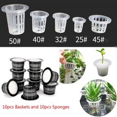 10Pcs 수경 슬롯 메쉬 컵 바구니 정원 식물 보육 냄비 스폰지 Soildless Aeroponic 수경 재배 시스템 키트, 50 화이트