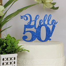 All About Details Blue Hello 50 Cake Topper 6 x 9 null