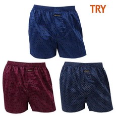 [트라이] 남성용 프리미엄 순면100!%박서팬티 80수주자직 최고급트렁크3매 트렁크팬티