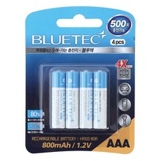 블루텍건전지 충전지 HR03 80R(AAA) (800mAh) (1판4EA), 4개입, 1개 - hrx-434