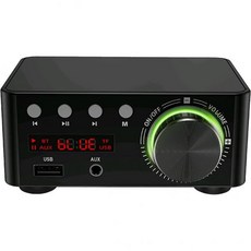 SIUKE 사운드 앰프 HiFi BT5.0 디지털 미니 스테레오 오디오 100W 듀얼 채널 파워 수신기 AUX USB TF 카드 플레이어 블랙