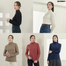 [KT알파쇼핑]지베르니 23FW 소프트 기모 하이넥 티블라우스 5종