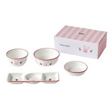 모던하우스 ON 어린이 도자기 식기 세트, 혼합칼라, 1세트, 공기 + 대접 + 찬기 + 3칸찬기