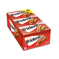 Trident 트리덴트 계피 무설탕 껌 15팩, 26.6g