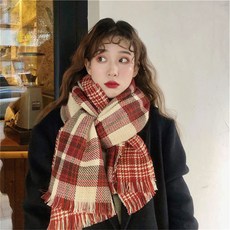 체크 머플러 여성용 겨울 2023 뉴 한국판 설날 보온 커플 크리스마스 선물 체크 머플러