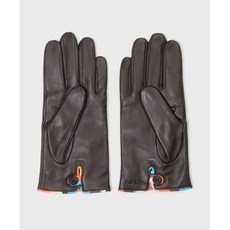 Paul Smith Artist stripe piping leather Gloves 220750 TSG Dark Brown