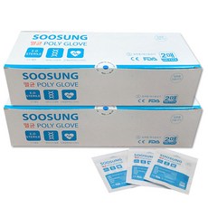 수성 멸균폴리글러브 위생장갑 비닐장갑 (2매포장 100팩), 2개