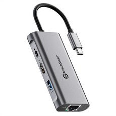 UtechSmart USB3.0 허브 6포트 C타입 멀티허브 노트북 맥북 HDMI 4K 이더넷 1개, 회색 회색, 1개