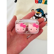 sanrio 여행용 콘택트 렌즈 케이스 집게 렌즈통 흡착봉 휴대용 파스텔, 1개, white 3