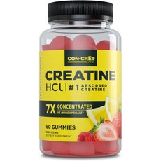 CON-CRET 체중감량 보조제 엘카르니틴 체지방 감소 크레아틴 HCl 구미 남녀용 | 근육 인지 세포 에너지 지원 팽만감이나 경련 없음 미국산 베리 징 (60 카운트), 60 카운트 캡슐, 1개, 60정