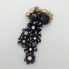 5pcs 수제 패션 럭셔리 사용자 정의 3d 꽃 패치 자수 머리띠에 대한 레이스 applique 장미, 검은색, 에스