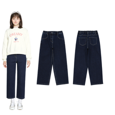 [에꼴리에] 22년 봄/가을신상! **50% 파격세일~ 와이드 청바지** 주니어 여아용 유행하는 넉넉한핏의 편안하고 활동적이며 단정하고 코디가 쉬운 오픈밴딩 셀비지 와이드진